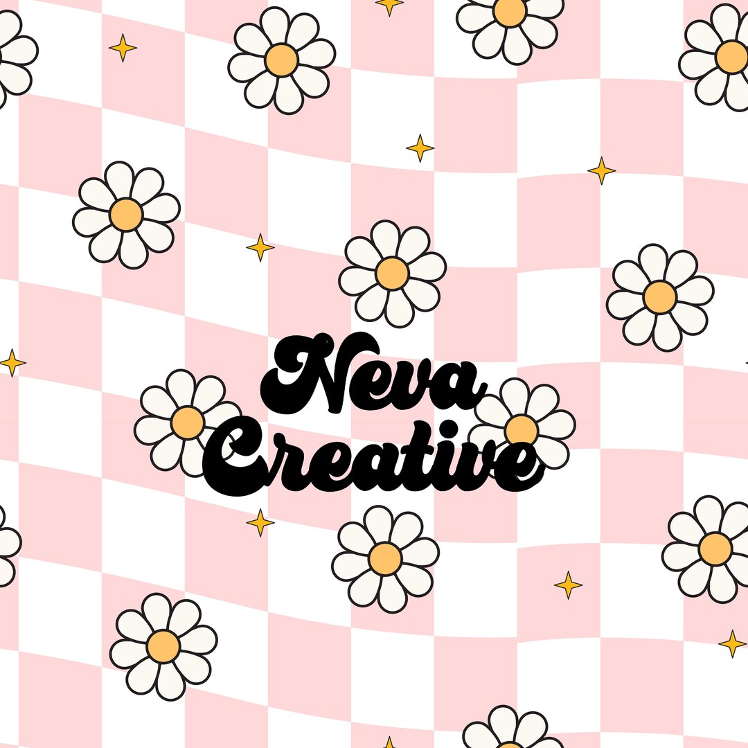 Pink Checkered Daisy Fabric Seamless Pattern (JPG File) - Etsy