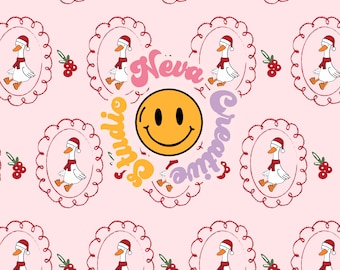 Christmas Silly Goose Pattern – Funny Santa Goose Seamless PNG – Holiday Sublimation, Cute Kids Fabric, Holiday Fabric Design