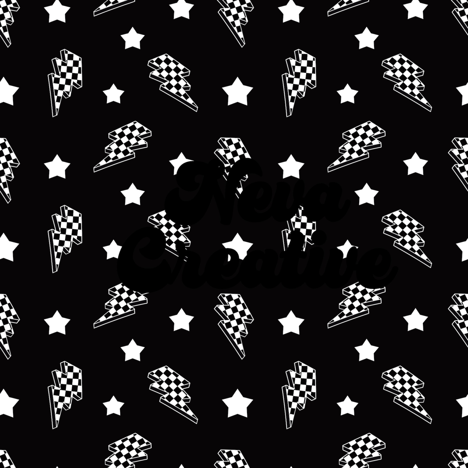 Checkered Lightning Bolt Seamless Pattern: Digital Fabric Paper ...