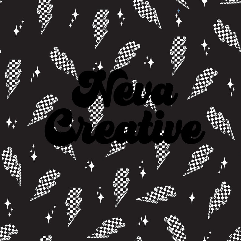 Checkered Lightning Bolt Seamless Pattern: Digital Paper (instant ...
