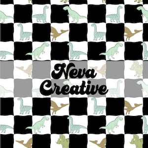 Chekered Dino | Seamless Pattern | Digital Paper | Commercial Use | Baby Fabric | Sublimation |  Scrapbooking | Instant Download Best Seller