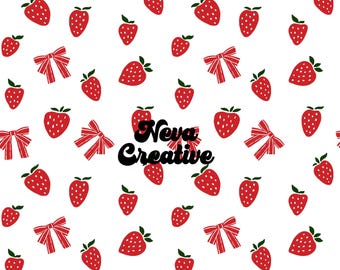 Strawberry & Bow Fabric Pattern: Seamless Repeat (Digital Download)