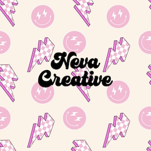 Pink Smile Face Seamless Pattern: Boho Checkerboard Fabric (Digital Download)