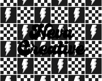 Checkered Lightning Bolt Seamless Pattern: Boy Fabric File (JPG)