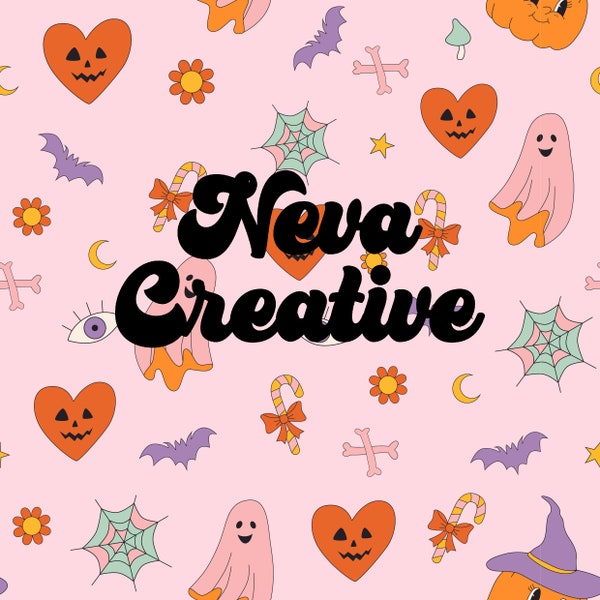 Halloween Pumpkin and Ghost  Pattern for Kids Fabric Seamless Digital Pattern