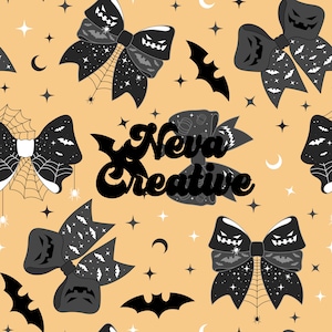 Halloween  bow seamless pattern, halloween surface patterns, gothic seamless Sublimation Digital Design Download Best Seller