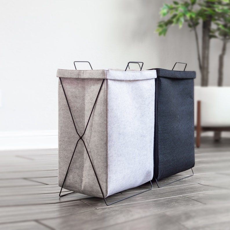 921 Folding Felt Laundry Basket Etsy
