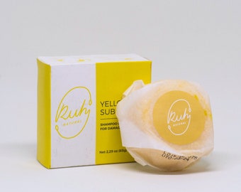 Shampoo bar for damaged hair - Yellow Submarine. 100% Natural. Paraben free, cruelty free, plastic free, silicone free.