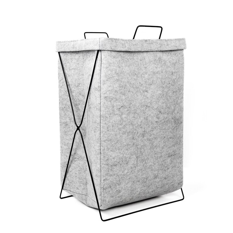 921 Folding Felt Laundry Basket Etsy