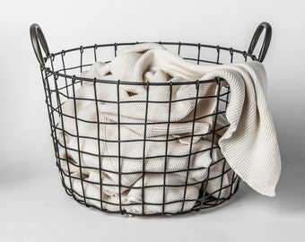 303 - Round Iron Basket with handles