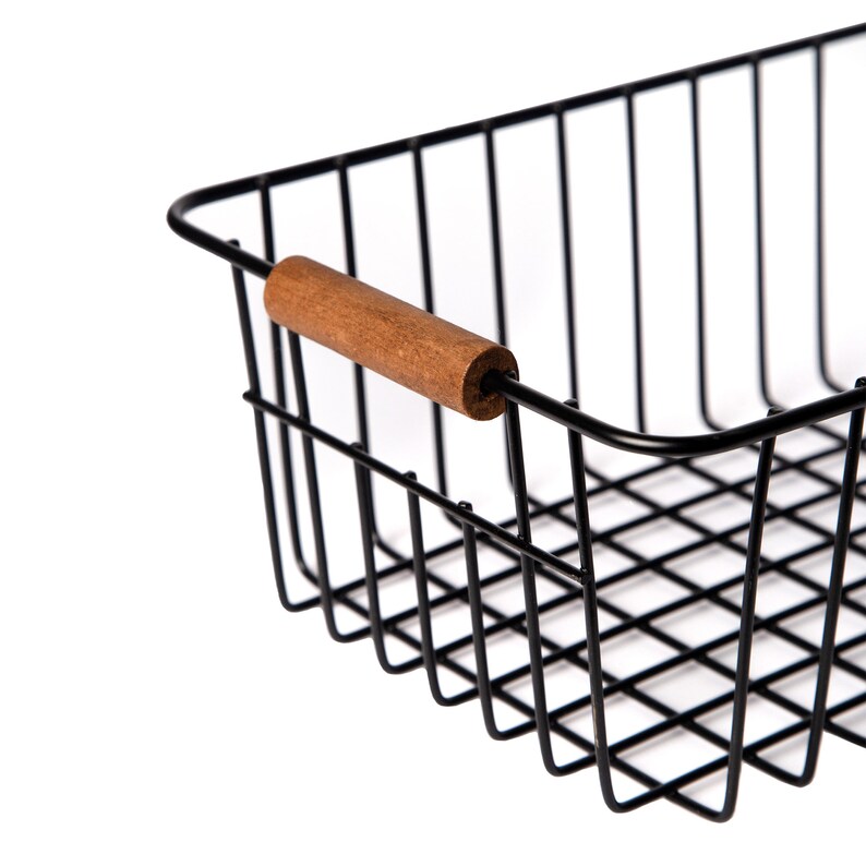 330 Iron Basket With Wooden Handles. Farmhouse Metal Wire Etsy