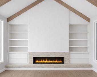 Modern Living Room Fireplace Wall SketchUp Model – Vaulted Ceiling Interior Design (Digital Download)