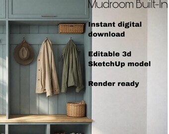 Mudroom Built-In SketchUp Model | Entryway Bench Storage (SKP File)
