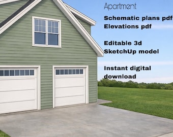 26x26 Two-Car Garage Apartment Plans | ADU Building Design (Digital Download)