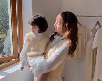 Boho Ruffle Neck Mommy and Me Dresses: Matching White Cotton Outfits