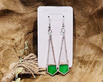 Green Stained Glass Earrings