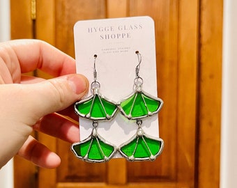 Stained Glass Ginko Leaf Earrings