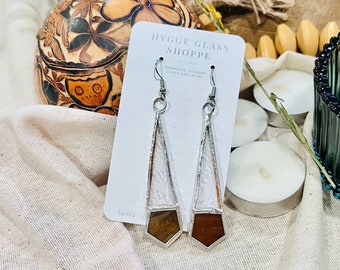 Brown Stained Glass Earrings