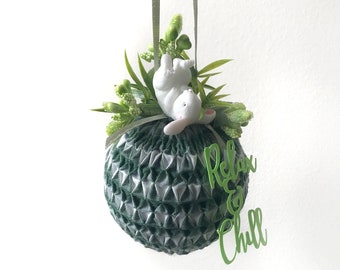 Smocked Ornament: "Relax and Chill bunny" for Easter - One of a Kind Handmade Keepsake - Personalized Festive Home Decoration