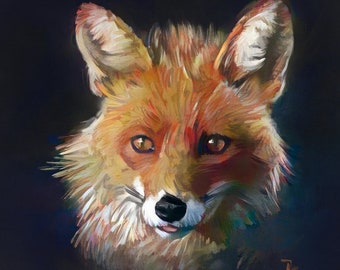 Thoughtful Fox painting, by Raphael S. (TapestryFineArts) - Original Fine Art prints of Wildlife and Nature - Totem and Spirit Animal Gift