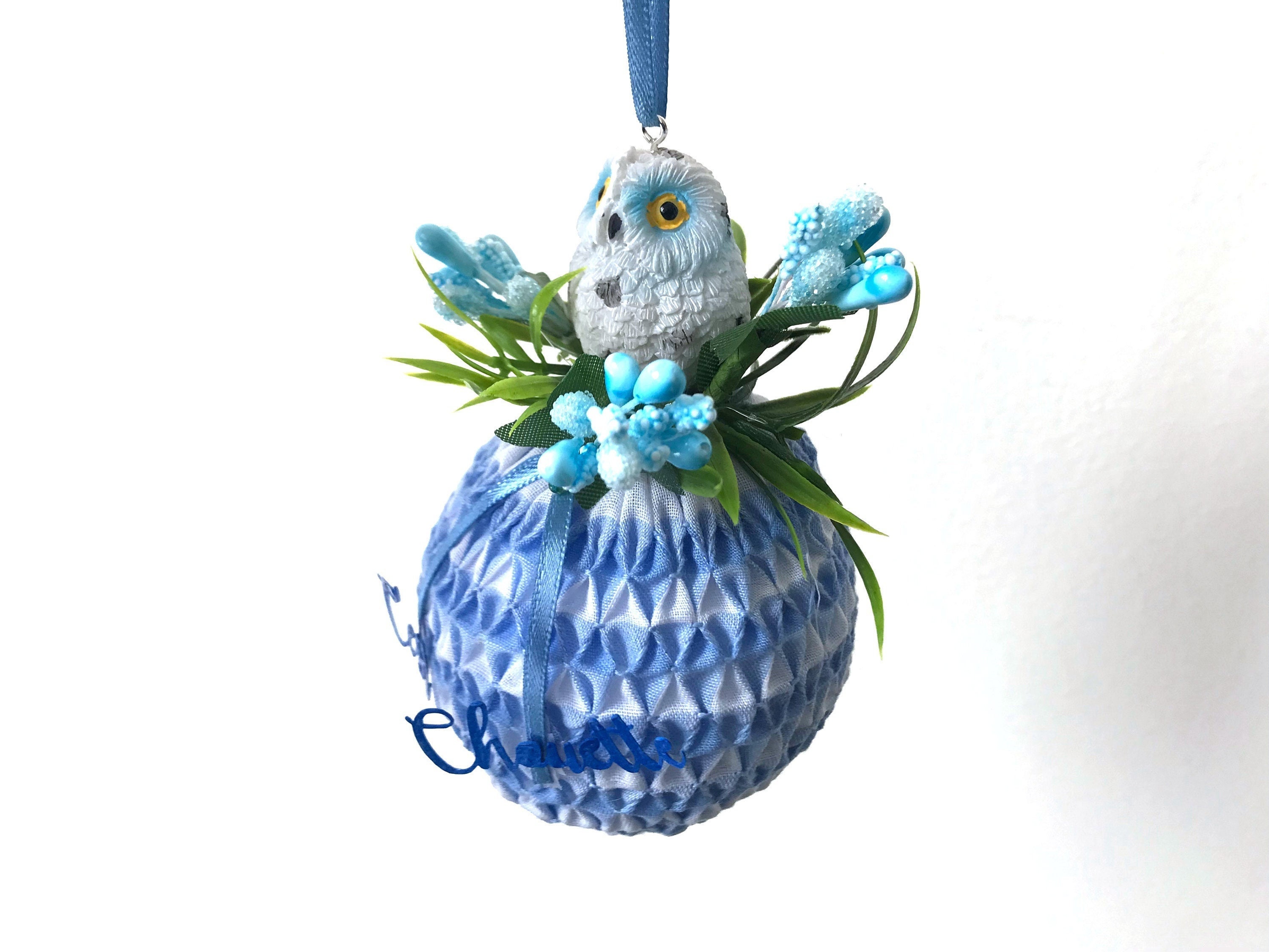 Ornement Smocké C'est Chouette Hibou de Célébration Pour Pâques - Souvenir Fait à La Main Unique en 