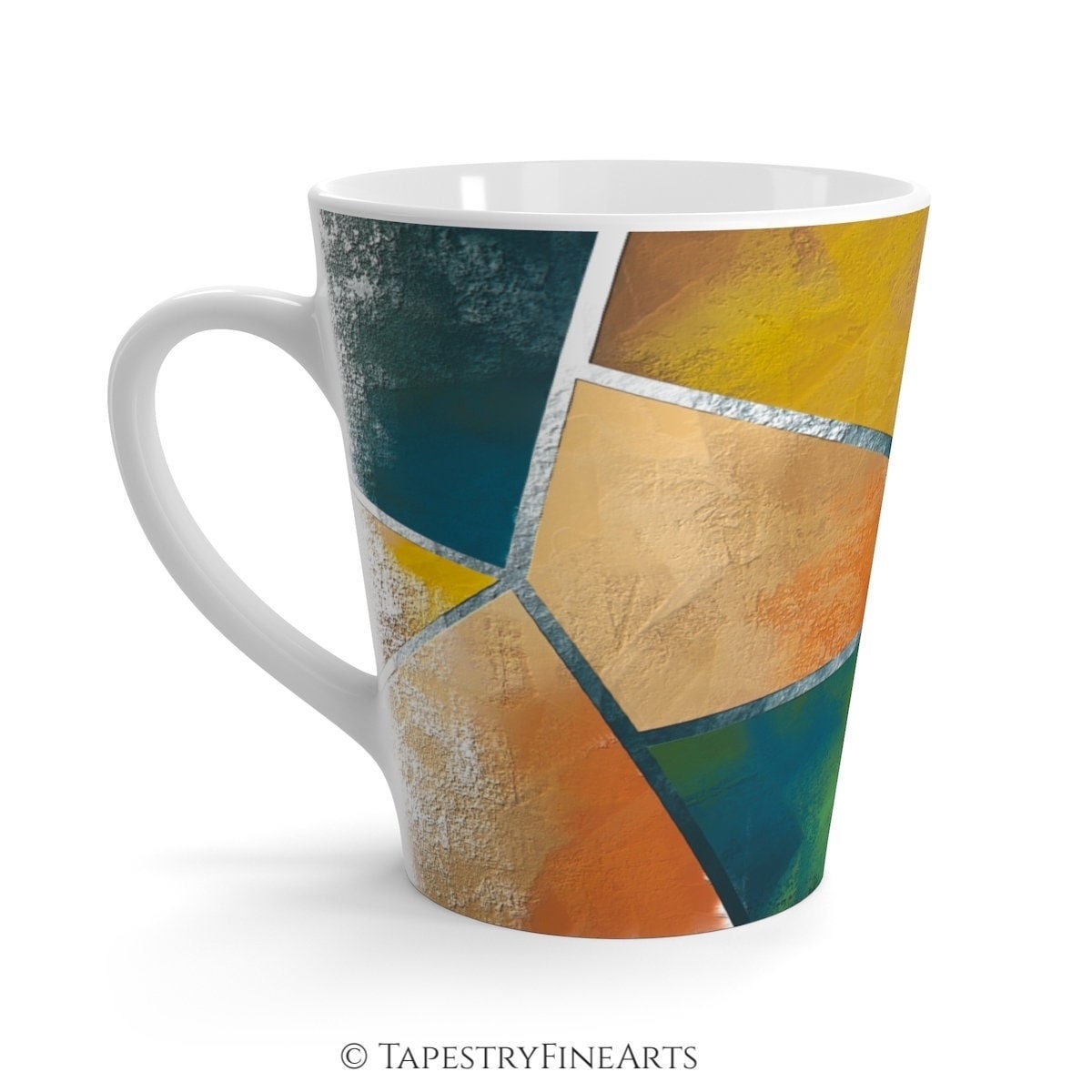 Original Designer Mugs Set - Colorful Abstract Ensemble de 6 Tasses Latte Assorties avec Sous-Verres