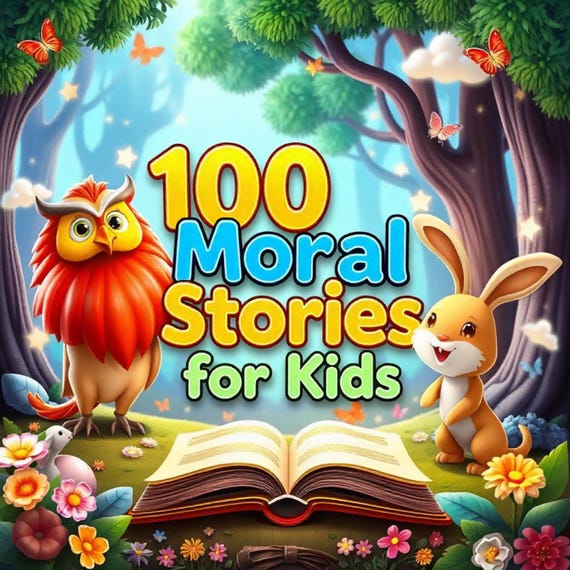 100 Moral Stories for Kids | Bedtime & Animal Stories | Storytelling Pack, Educational Book | Printable Story Collection for Children