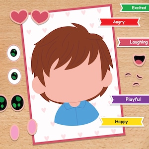 Printable Kids Emotion Activity & Chart | Preschool and Toddler Feelings Chart | Autism and Montessori Resources | Homeschool Worksheets