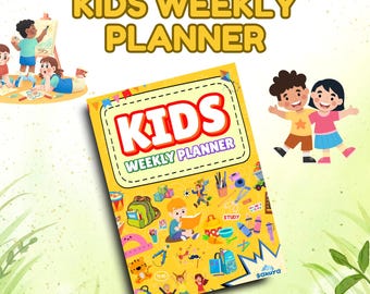 Weekplannerbundel voor kinderen | Kleurrijk dagelijks journaal | Routineschema | Sjabloon kindergewoonten | Thuisschooltracker| Dagschema voor kinderen