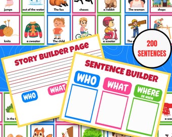 200 Sentence Builder Worksheets | Sentence Writing | Sentence Sequencing | Preschool & Elementary English | Printable Learning Activity |