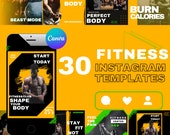 30 Instagram Fitness templates- Canva Editable-Health & Fitness Templates, Gym Templates, Personal trainer