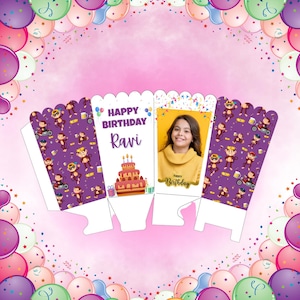 Popcorn Bucket Template Editable| DIY Party, Movie Night Favour Printable | Customizable Popcorn Box Design for Birthdays and Movie Nights