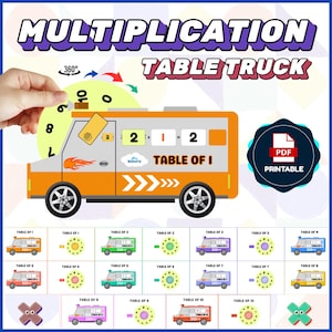 Printable Multiplication Truck Activity Book for Kids | Math Games | Homeschooling Math Worksheets | Early Learning Activities | Reusable
