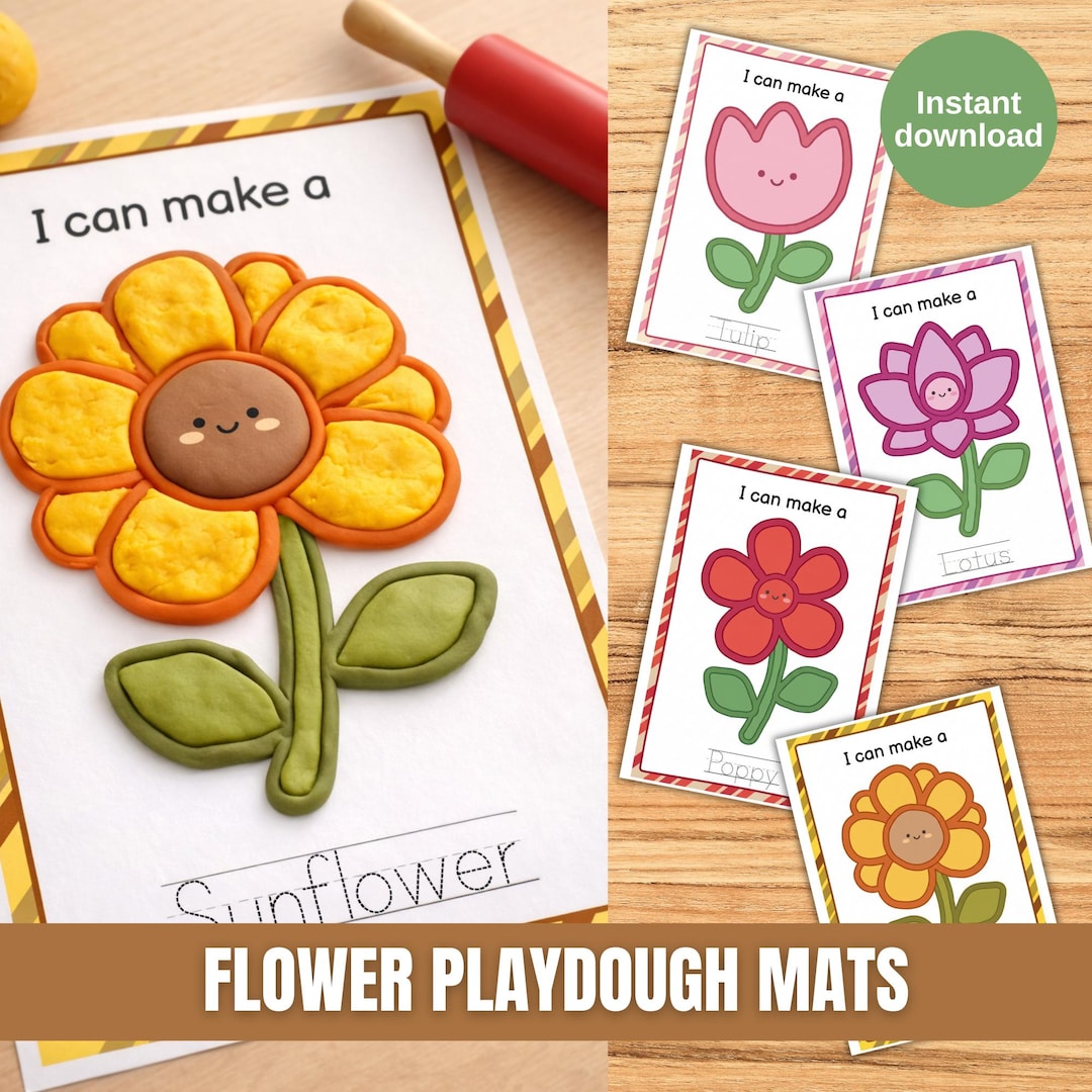 Flower Playdough Mats Printable | Fine Motor Skills Preschool Toddler ...