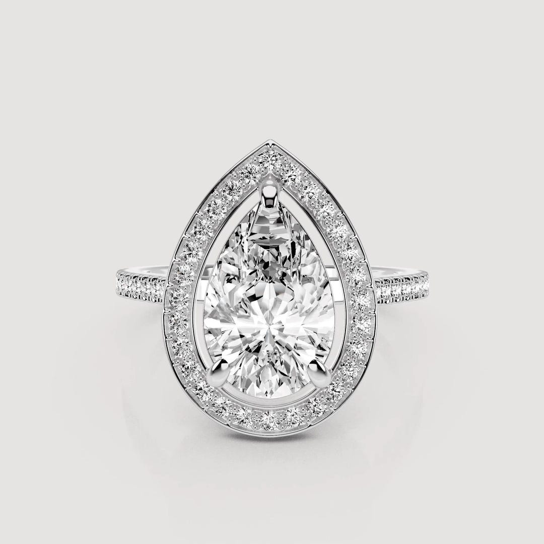 2.00 CTW PEAR Shape Lab Grown Diamond Engagement Ring - Etsy