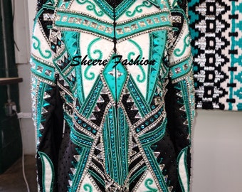 SF007 Show Jacket Greenwith Black base Showmanship, Horsemanship, Western pleasure Rodeo Queen Jackets and Vest For Sale.