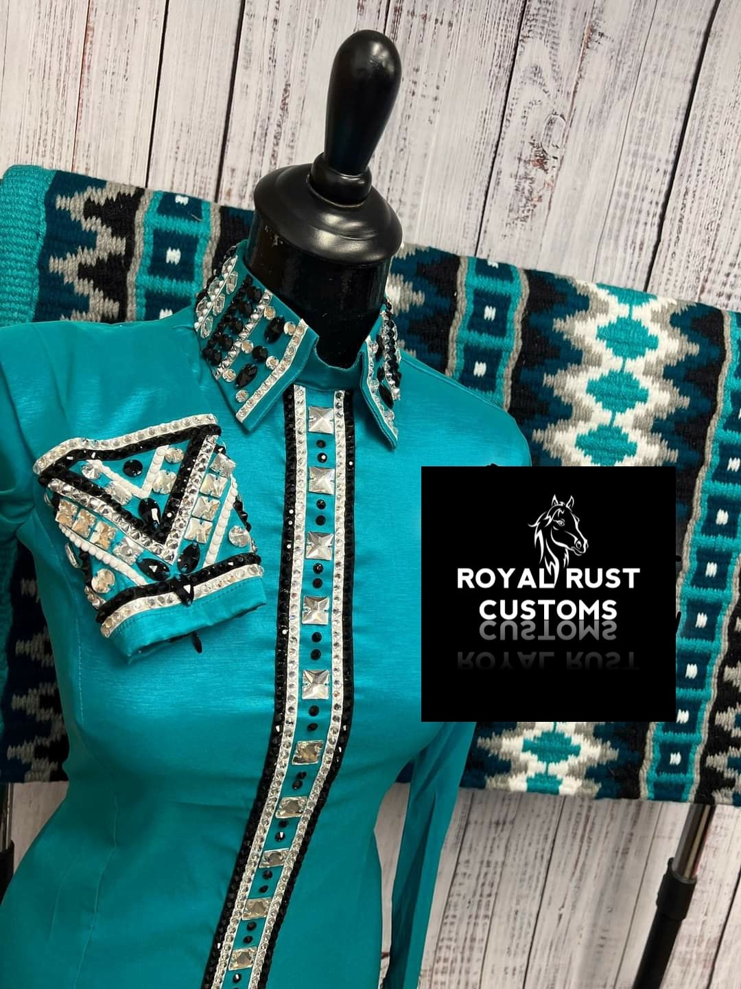 Teal Western show shirt Showmanship shirt for women show shirt for women horse riding shirt Red  shirt with matching pad