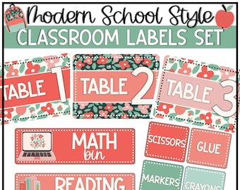 Modern School Decor | Editable Classroom Labels Set (Digital Download)