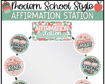 Modern School Style Affirmation Station | Student Affirmations| Trendy + Modern Classroom Decor