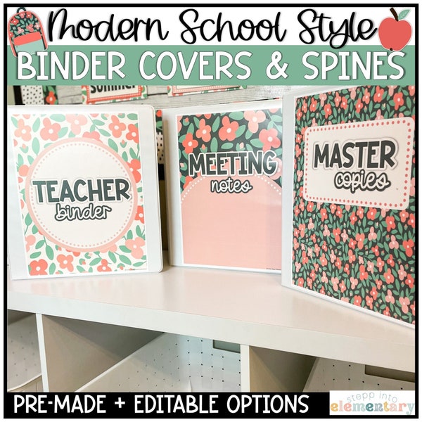 Modern School Style Binder Covers | Editable | Trendy Classroom Decor