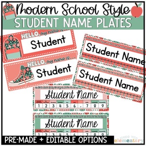 Modern School Style Student Name Plates | Desk Plates | Trendy + Modern Classroom Decor
