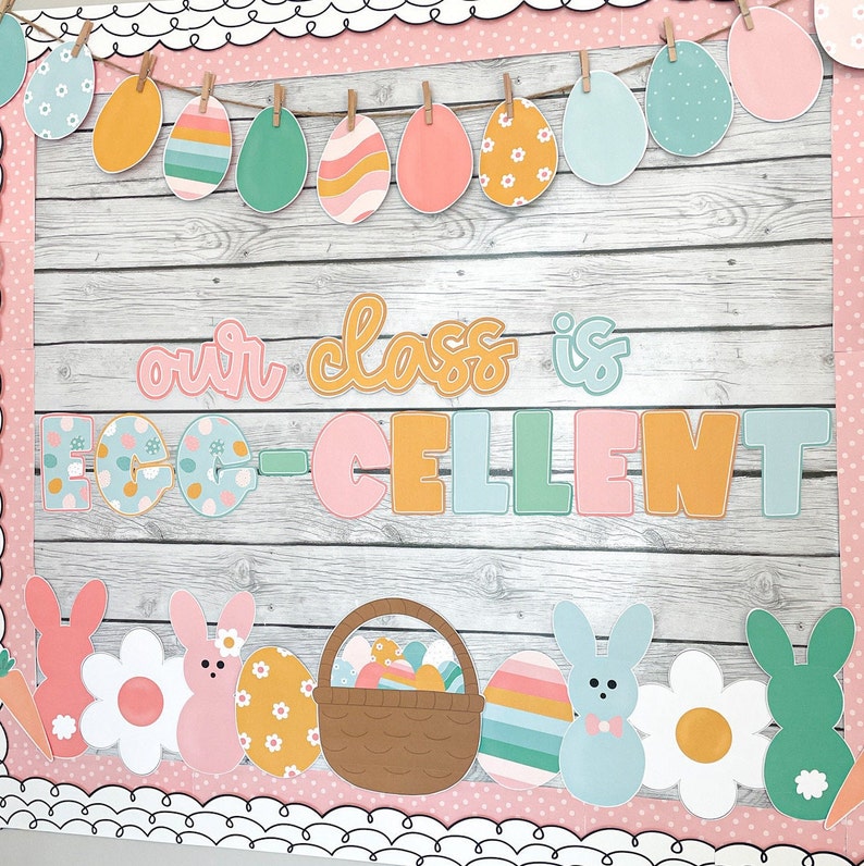 Easter Bulletin Board Kit Spring Decor April Edition Etsy