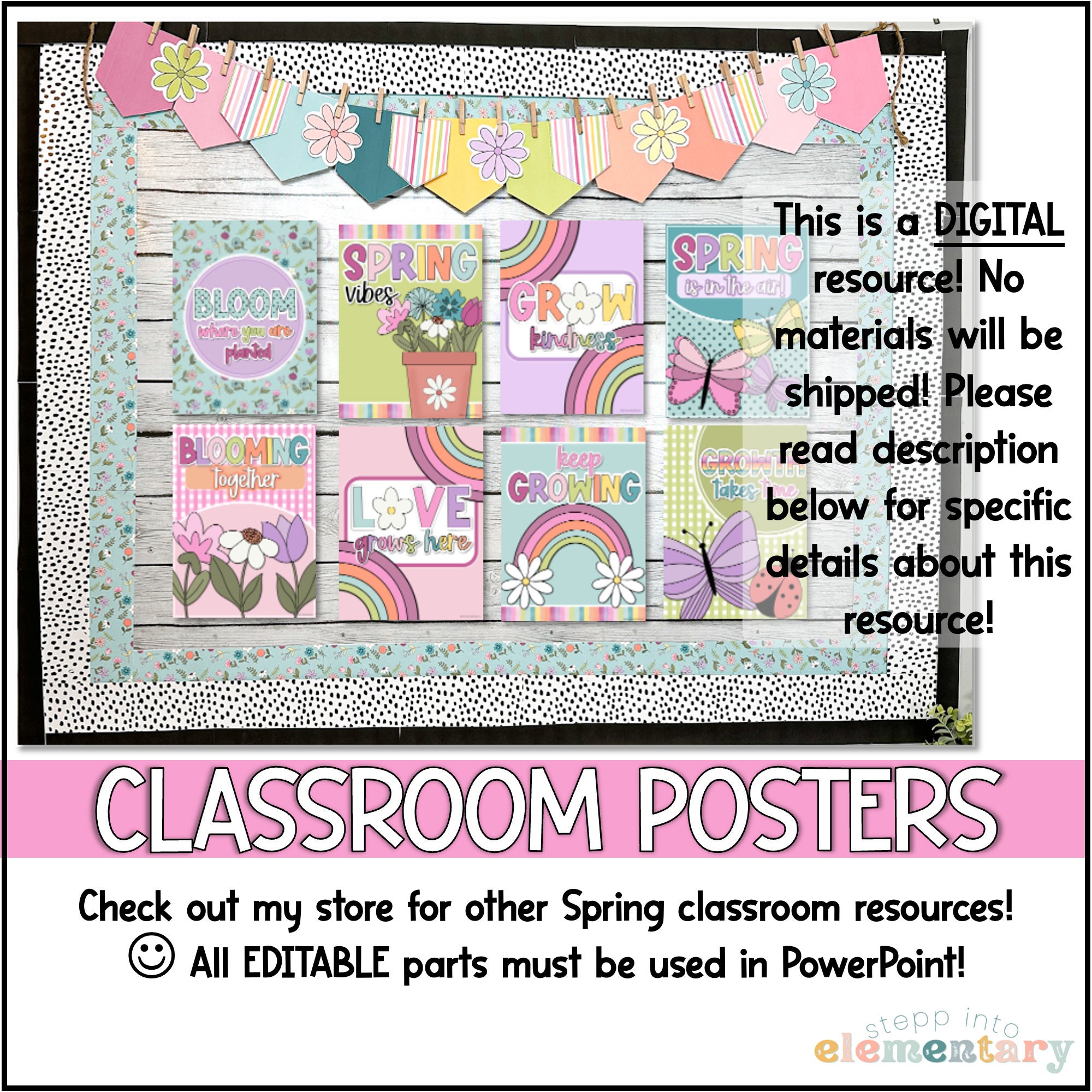Spring Classroom Posters Set | Wildflower, Butterfly Theme (digital ...