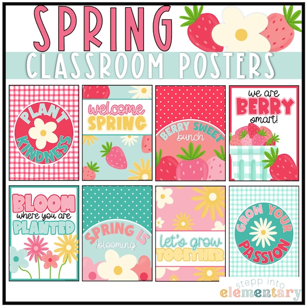 Spring Classroom Posters Set | Spring Inspirational Posters | April Edition | Bulletin Board Decor