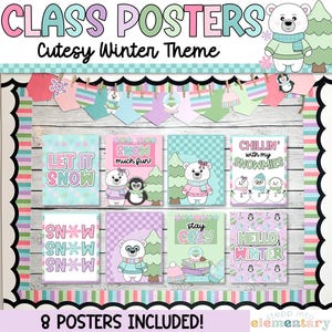 Poster fürs Klassenzimmer Niedliche Eisbären Deko (Digitaler Download)
