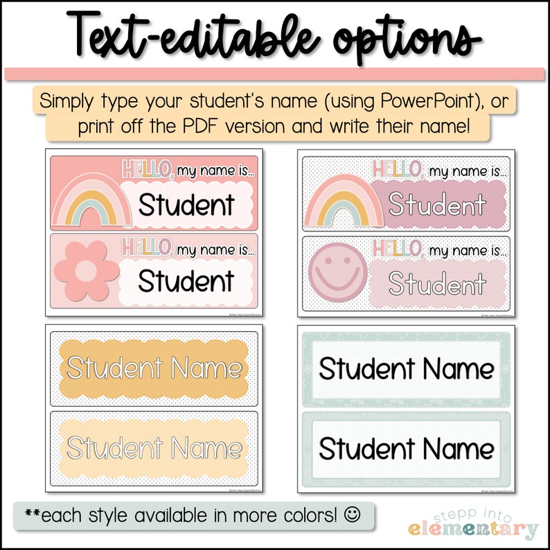 Pastel Doodles Student Name Plates | Desk Plate Tags | Editable ...