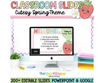 Spring Classroom Slides | Cutesy Teacher Organization (Google Slides & PowerPoint)