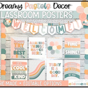 Dreamy Pastels Classroom Posters Set | Bulletin Board | Trendy + Pastel Classroom Decor