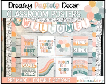 Dreamy Pastels Classroom Posters Set | Bulletin Board | Trendy + Pastel Classroom Decor