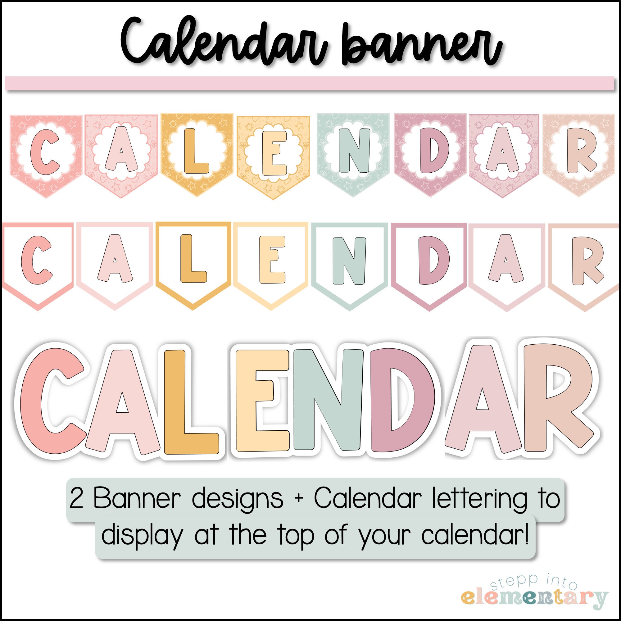 Pastel Doodles Classroom Calendar Set | Pocket Chart Decor (digital ...